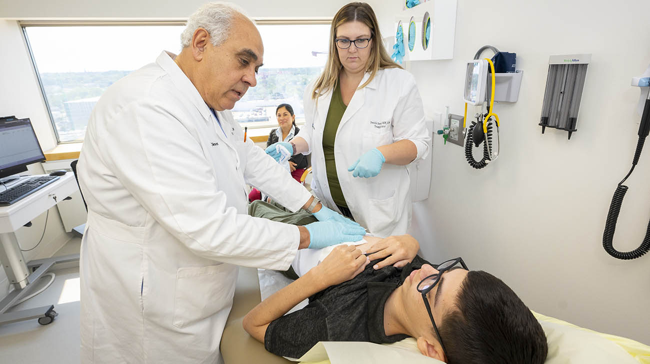 Gerson during an appointment with Dr. Kareem Abu-Elmagd at Cleveland Clinic.